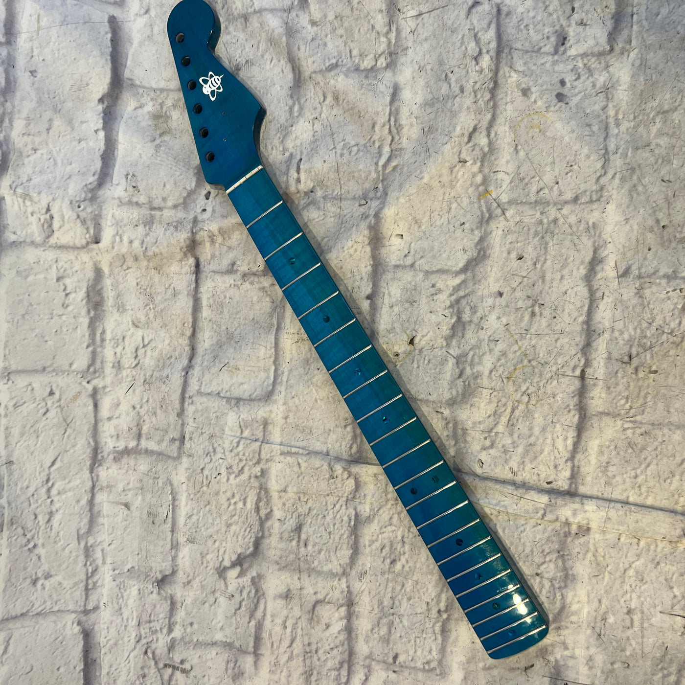 Unknown 21 Fret Blue Maple Guitar Neck 9.5 Radius Electric Guitar Neck