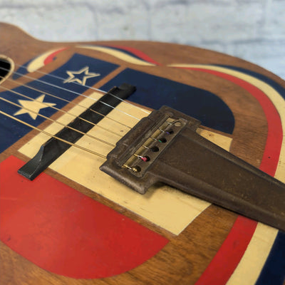 Continental American Vintage Parlor Guitar with US Flag Graphics