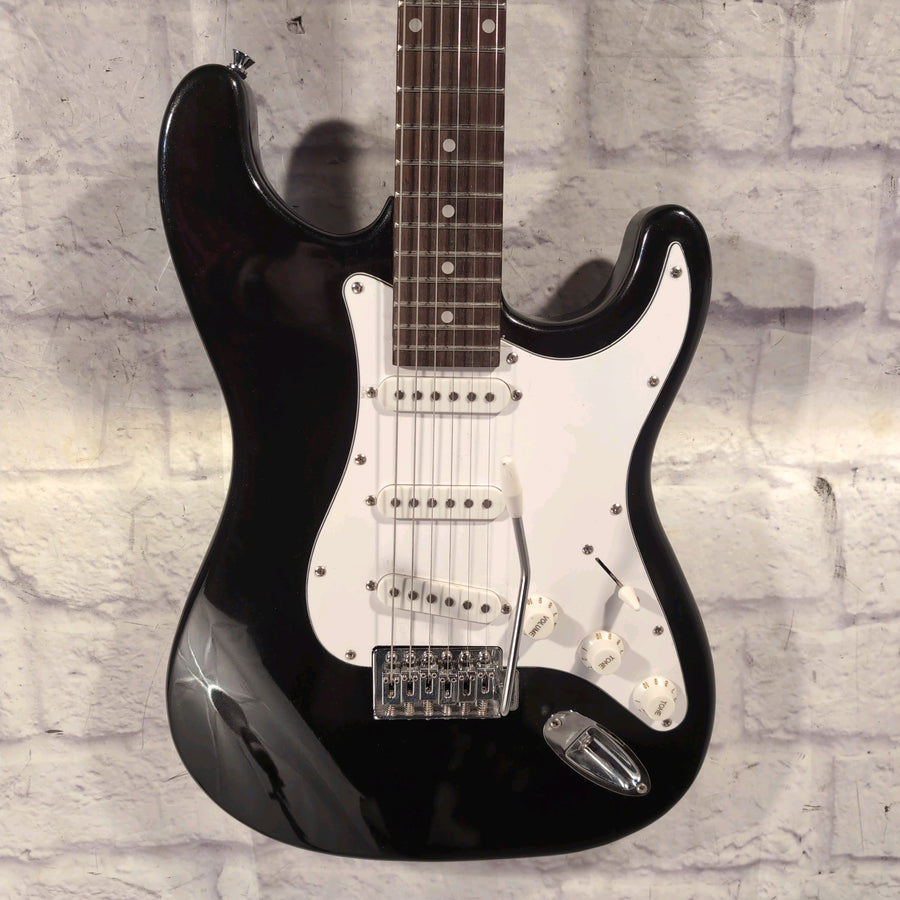 Deltatone Strat Style Metallic Black Electric Guitar