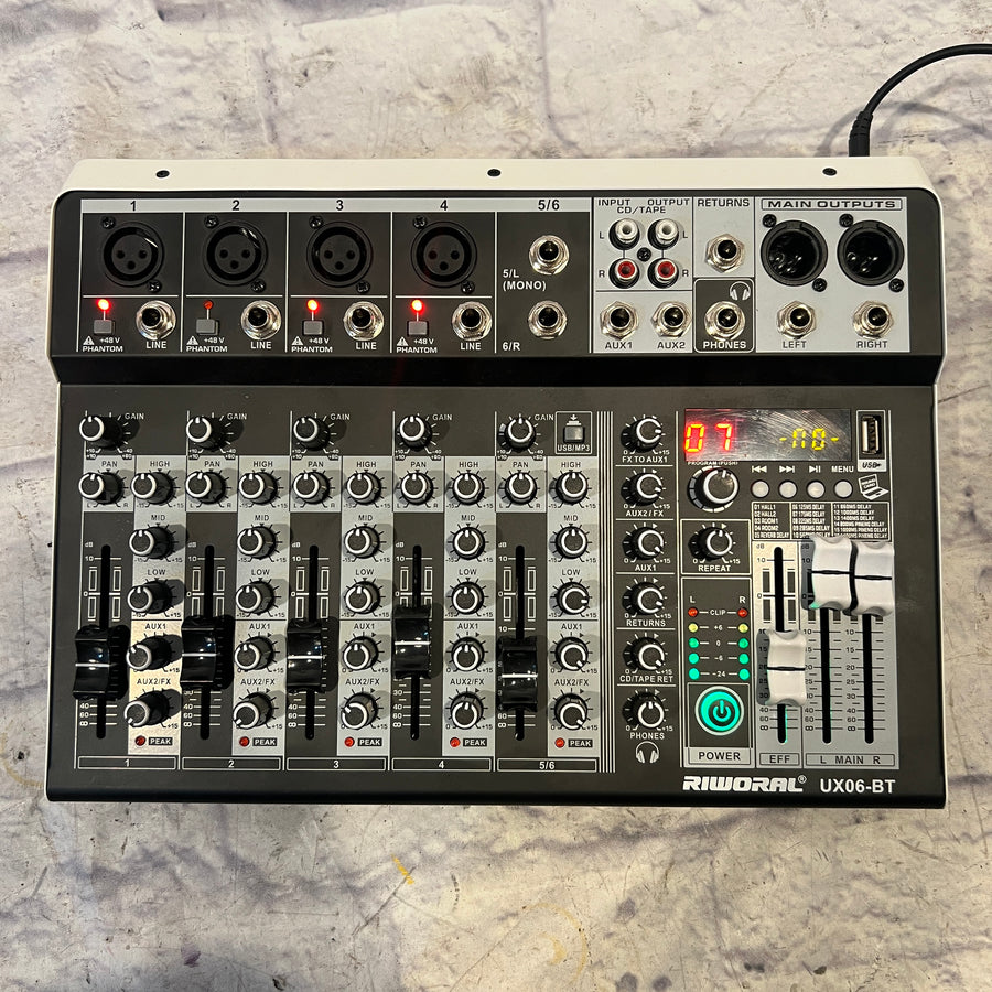 Riworal UX06-BT 6 Channel Passive Mixer with fx and Bluetooth