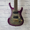 Ibanez Prestige S5527QFX 7 String Electric Guitar MIJ - Dark Purple Doom Burst w/ Case