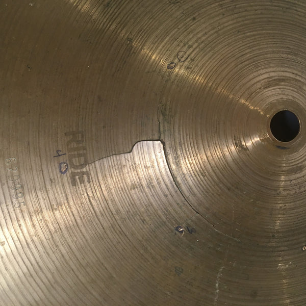 1976 Vintage 22in Paiste 2002 Black Logo Bonham CRACKED Ride Cymbal
