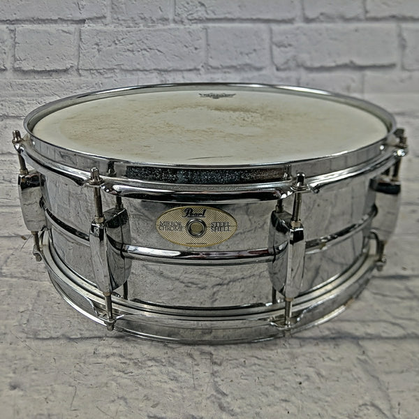 Pearl 14 x 5 Mirror Chrome Steel Shell Snare Drum - Evolution Music