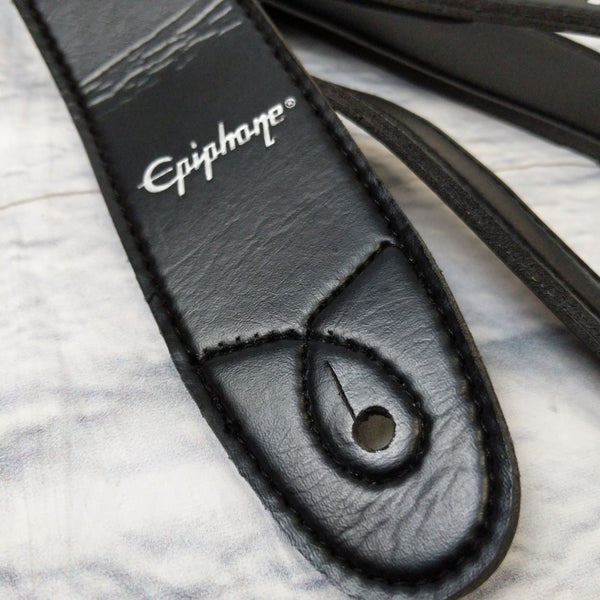Epiphone black leather strap - Evolution Music