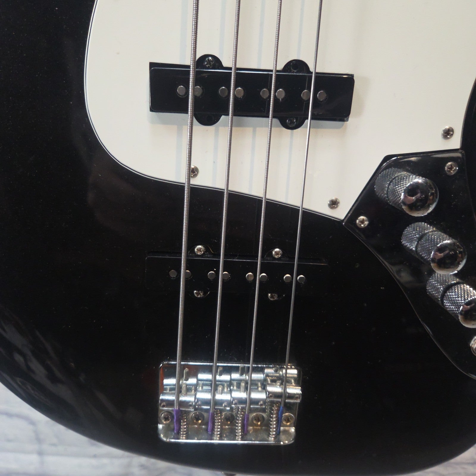 Squier Black Sparkle Affinity Jazz Bass 4 String Bass Guitar