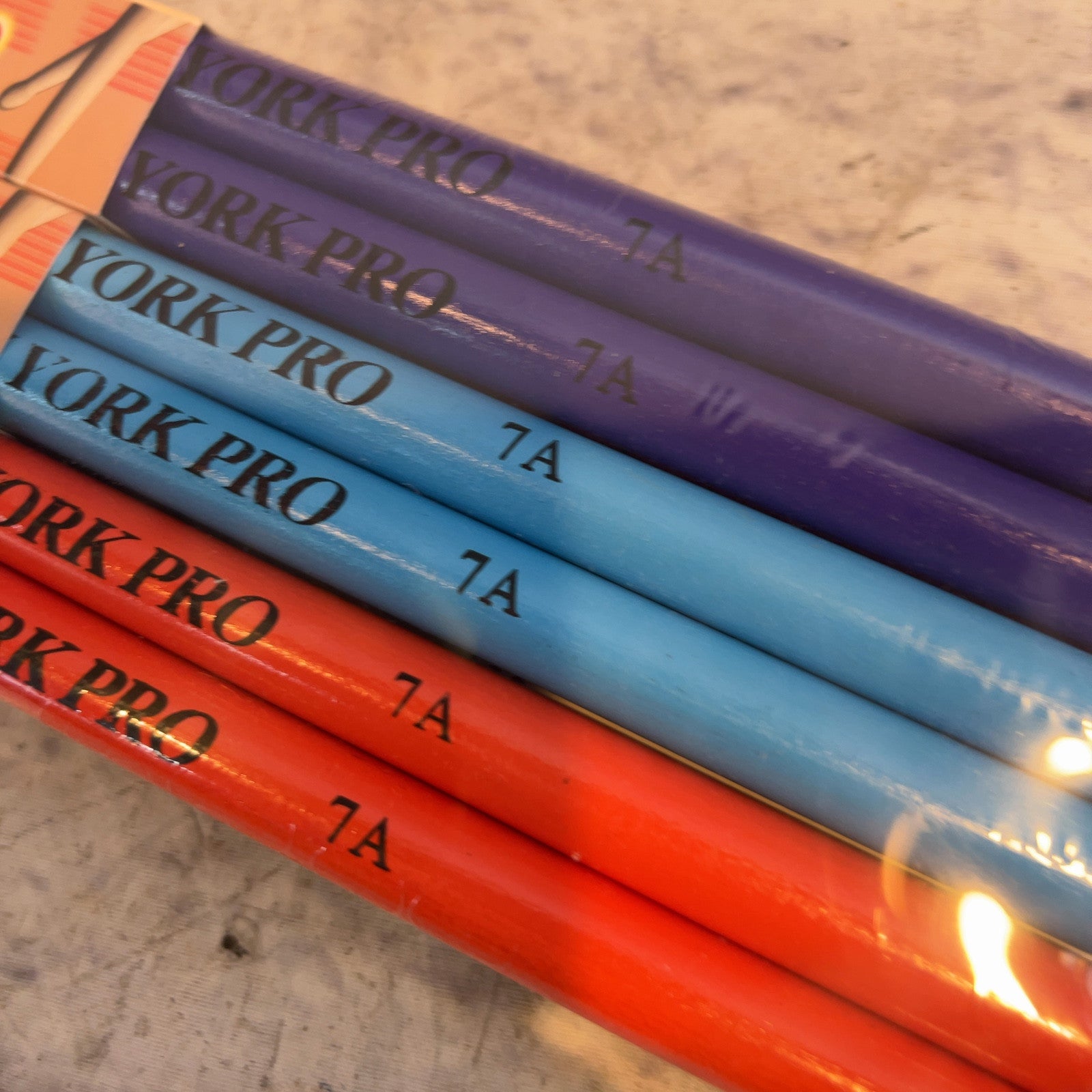 New York Pro 7A Colored Drum Stick Pack of 6