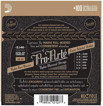 D'Addario EJ46 Pro-Arte Nylon Classical Guitar Strings, Hard Tension