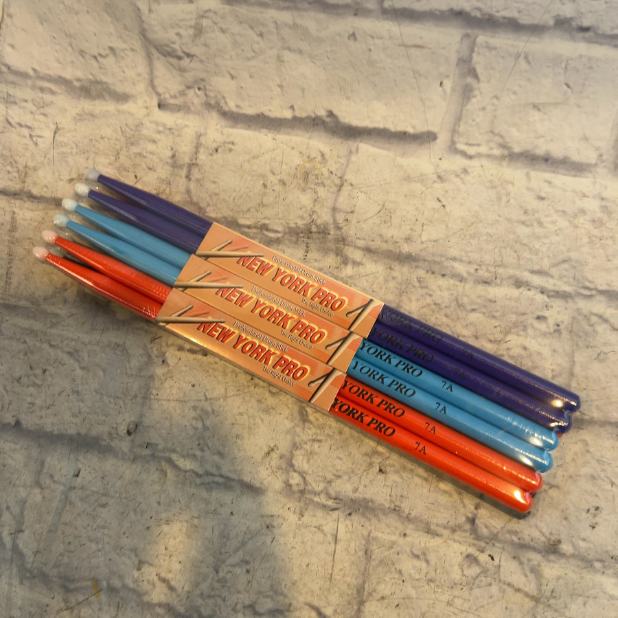 New York Pro 7A Colored Drum Stick Pack of 6
