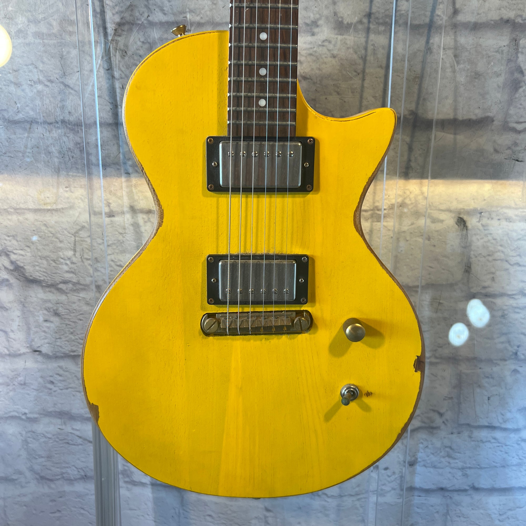 Slick SL52 LP Style Distressed TV Yellow Electric Guitar