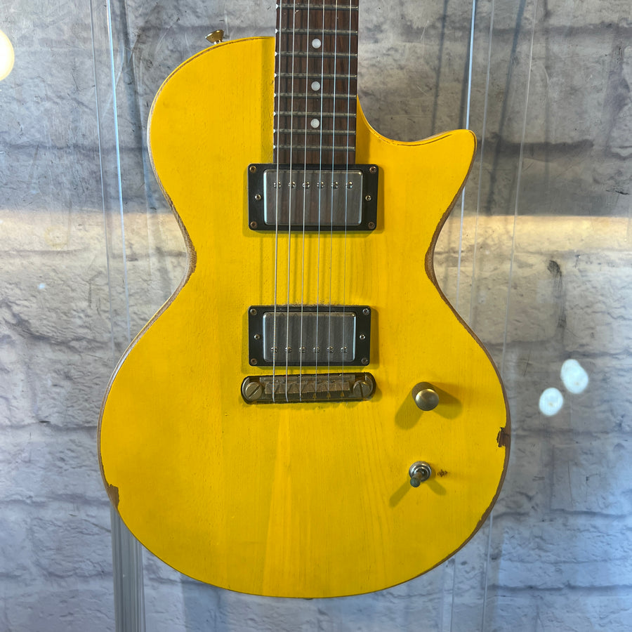 Slick SL52 LP Style Distressed TV Yellow Electric Guitar