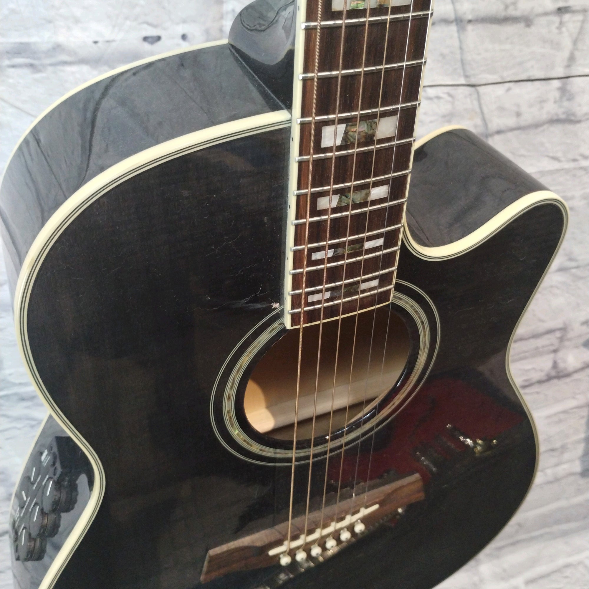 Ibanez AEF30E Acoustic Guitar - Transparent Black Flame Finish Acoustic Guitar