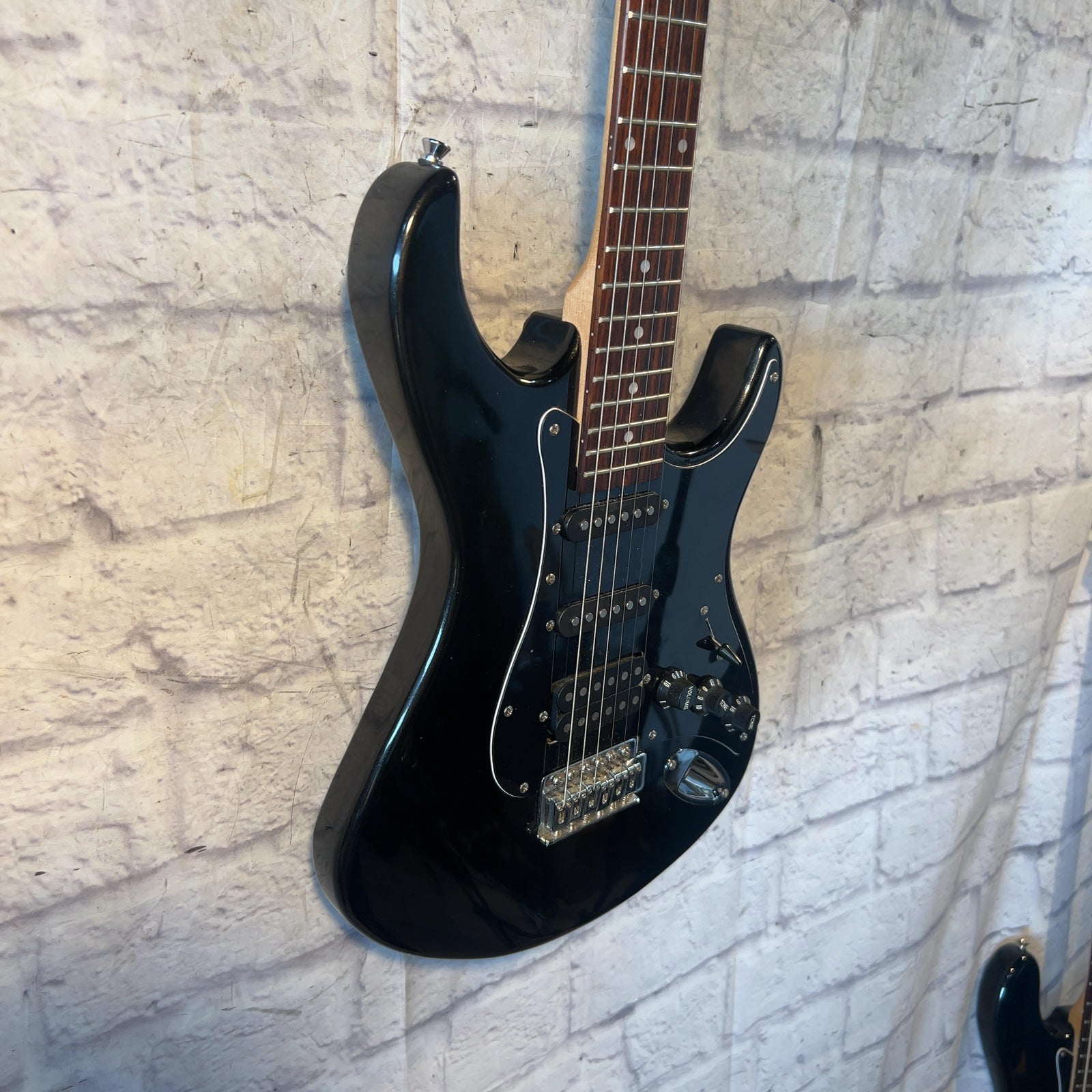 Deltatone Strat Style Black Electric Guitar