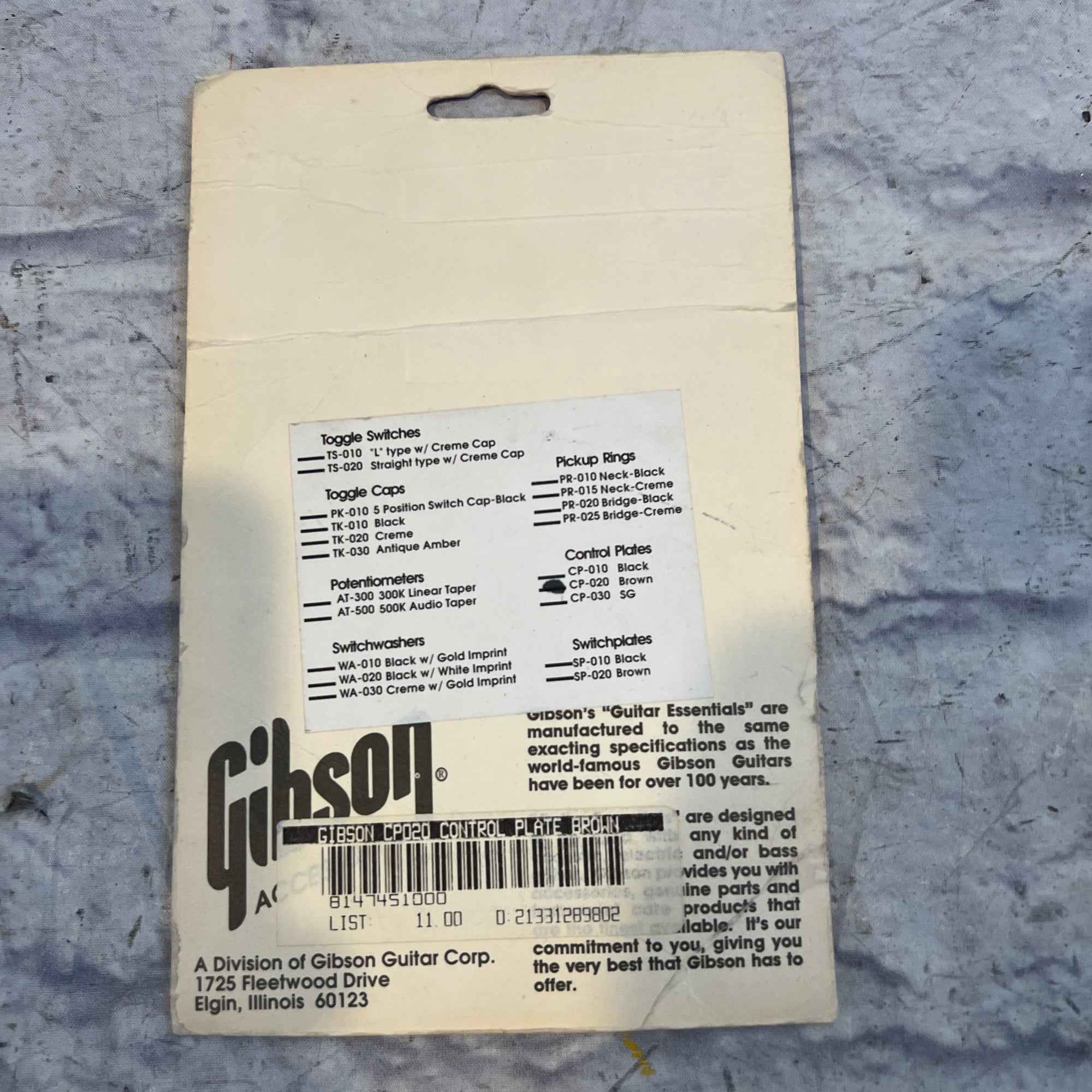 Gibson Cream Les Paul Back Plate