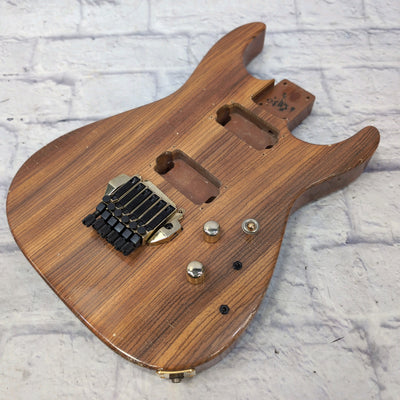 Warmoth Soloist Zebrawood over Honduran Mahogany Electric Guitar Body w/ Gold Kahler 2700 Killer