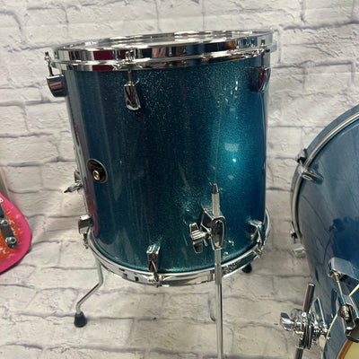 Tama 3pc Silverstar Blue Sparkle Drum Set