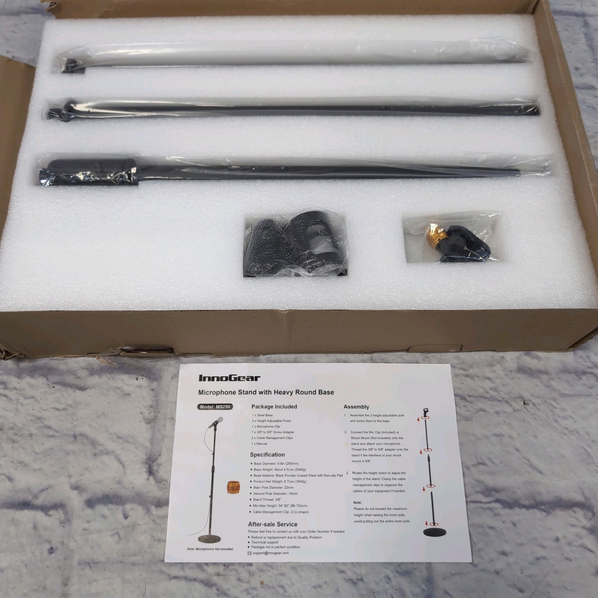 InnoGear MS250 Round Base Straight Microphone Stand Straight