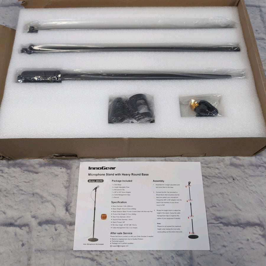 InnoGear MS250 Round Base Straight Microphone Stand Straight