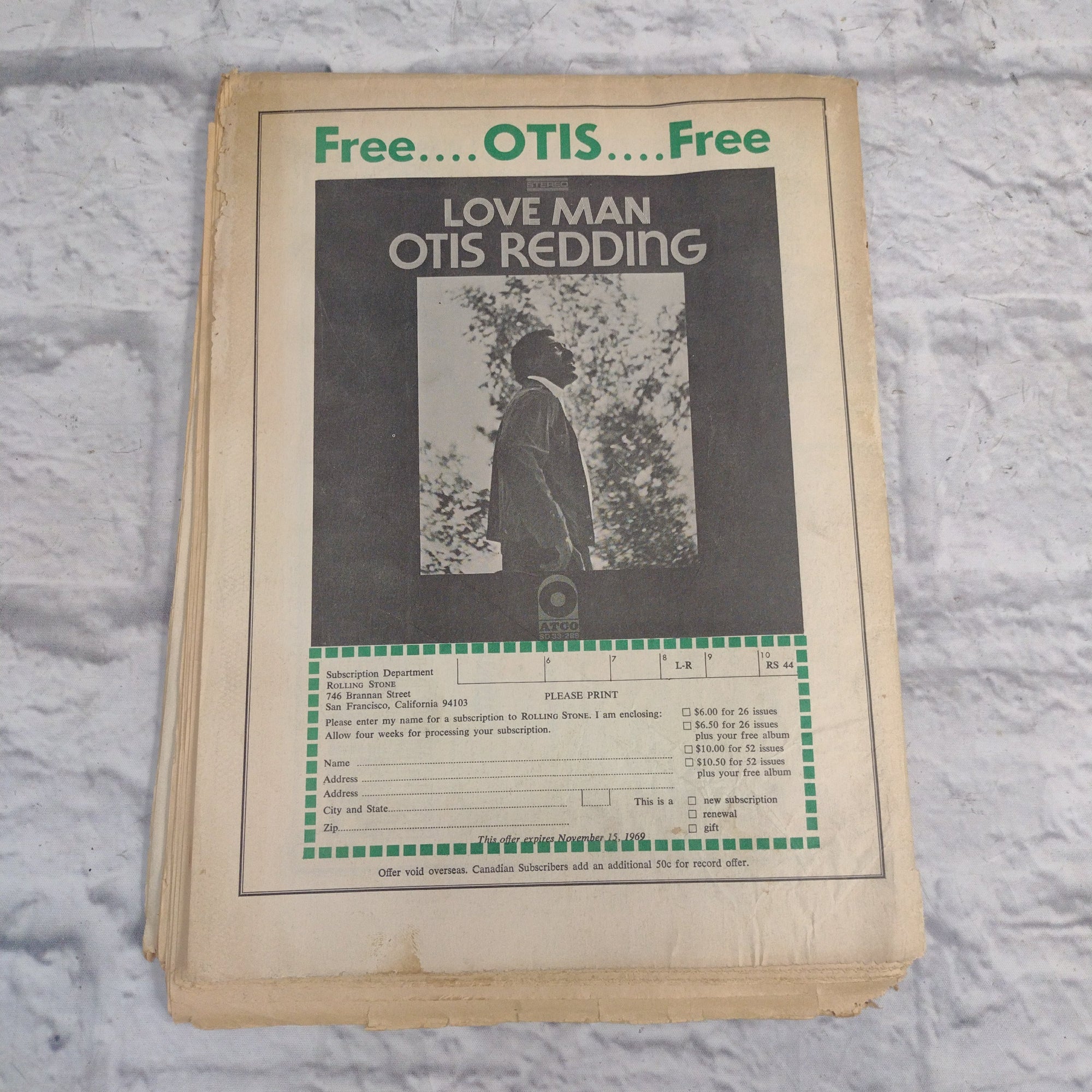 Vintage Rolling Stone Magazine - No 44 October 18 1969 - Crosby Stills Nash and Young Cover