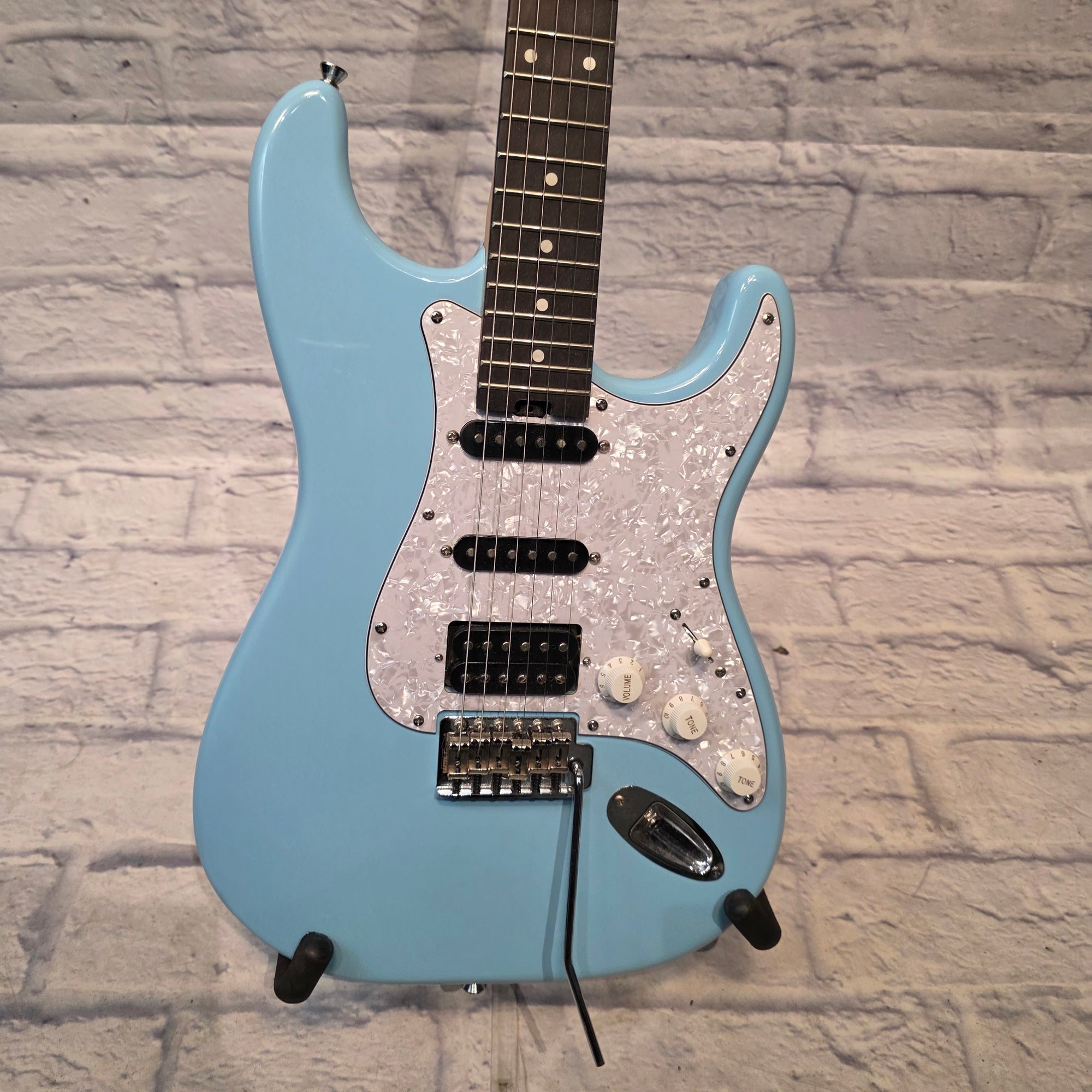 Fojill Strat Style - Full Size Mahogany - Baby Blue With Case Electric Guitar