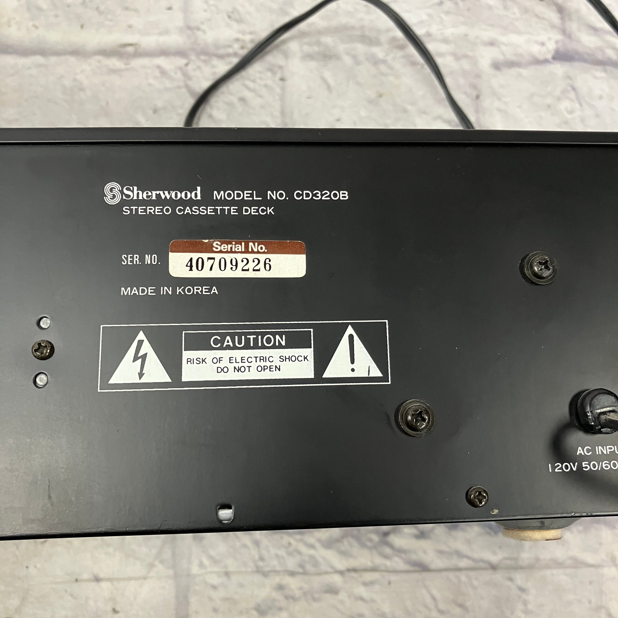 Sherwood CD320B Cassette Deck (AS IS)