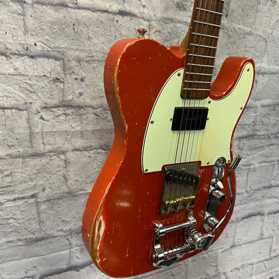 Unknown Tele Partscaster Fiesta Red Relic Jazz Benedetto Electric Guitar