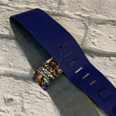 Perri's 3.5" Basic Leather Guitar Strap Blue