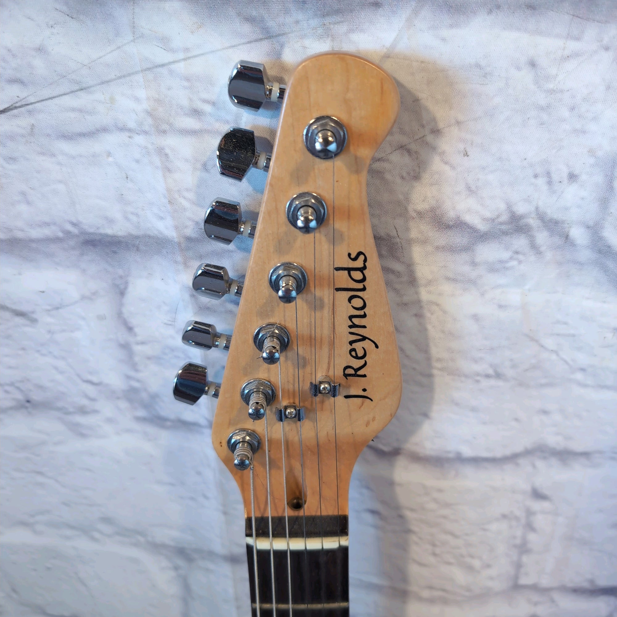 J Reynolds Transparent Teal Strat Style Electric Guitar