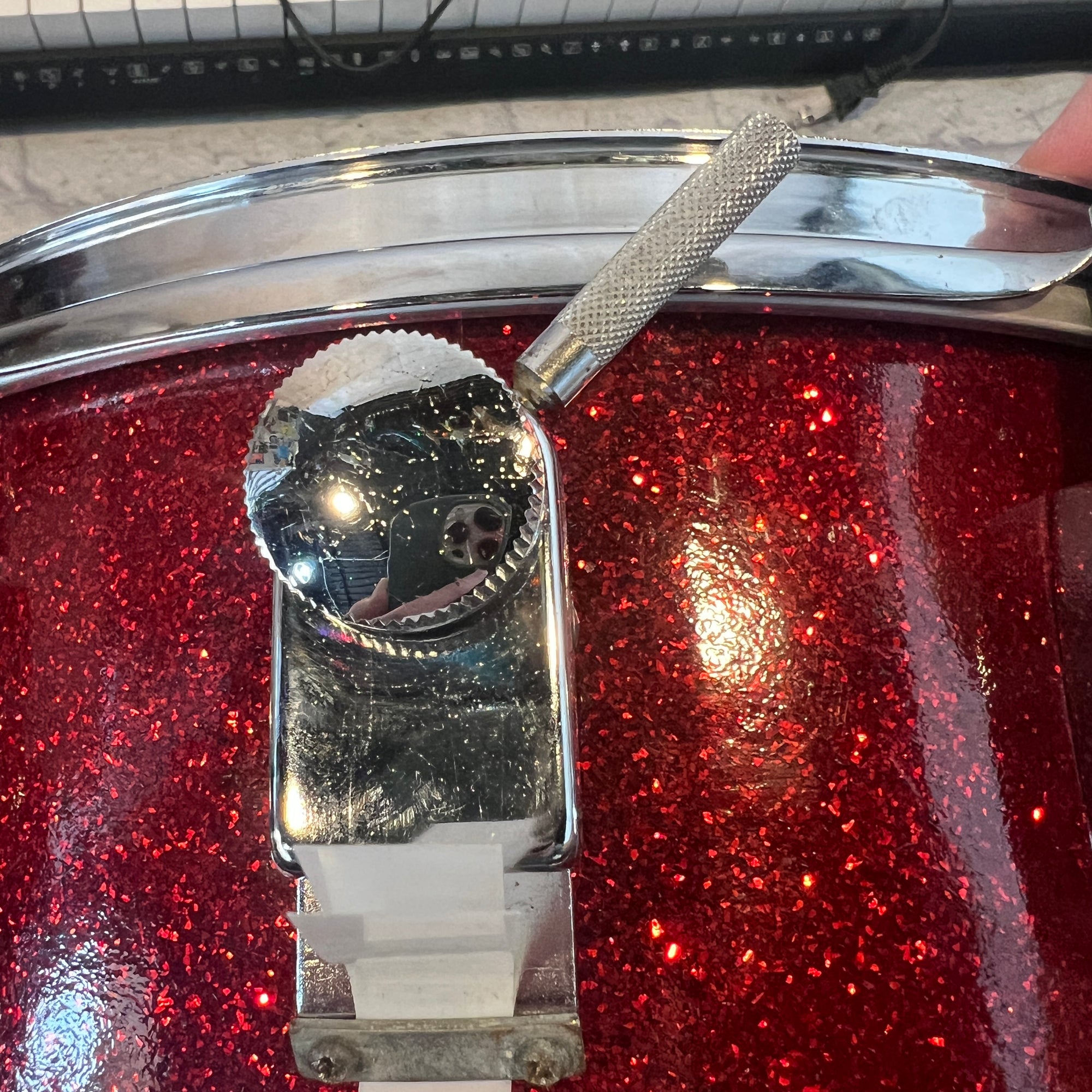 Stewart 14 x 5.5 MIJ Red Sparkle Snare Drum
