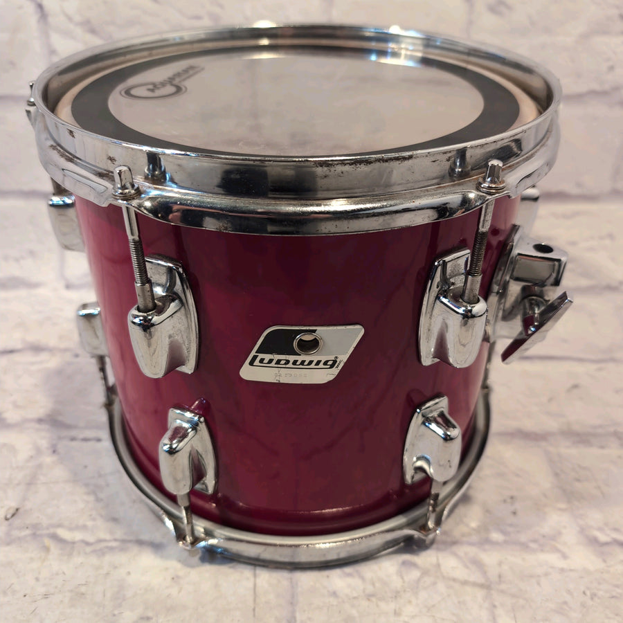 Ludwig Rocker 10" x 9" Black and White Badge Maple Rack Tom - Red