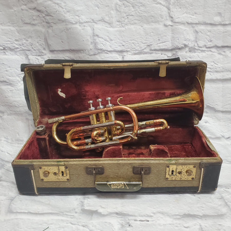 Vintage Getzen Super Deluxe Tone Balanced Cornet with Original Case 1950s USA Elkhorn WI