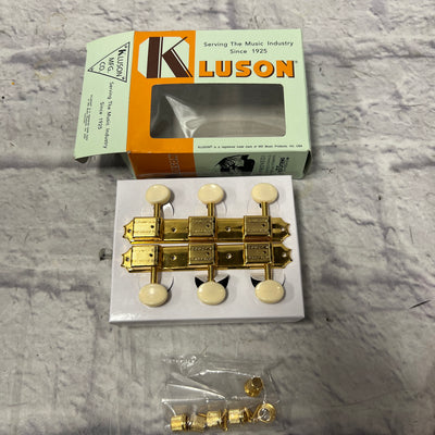 Kluson KTS90GPP Supreme Gold Tuners with White Plastic Buttons