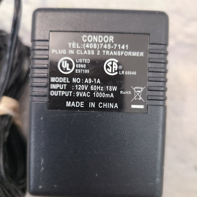 Condor A9-1A 9V AC Center Negative 1000mA Power Supply
