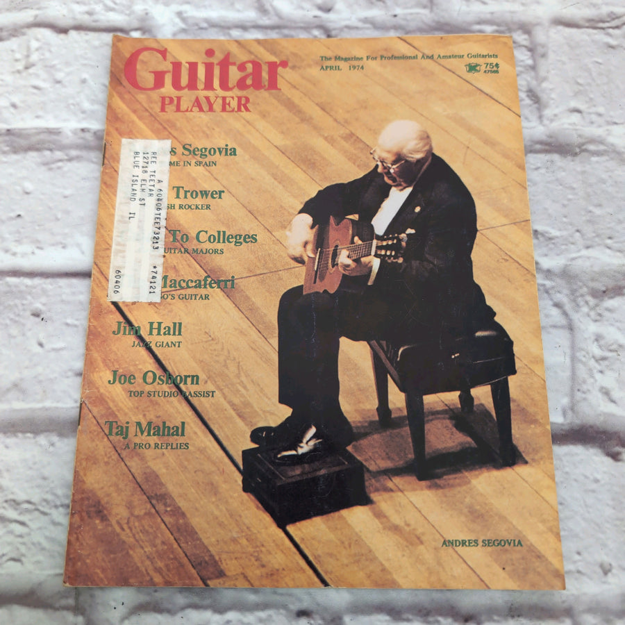 Guitar Player April 1974 Andres Segovia / Robin Trower Vintage Guitar Magazine