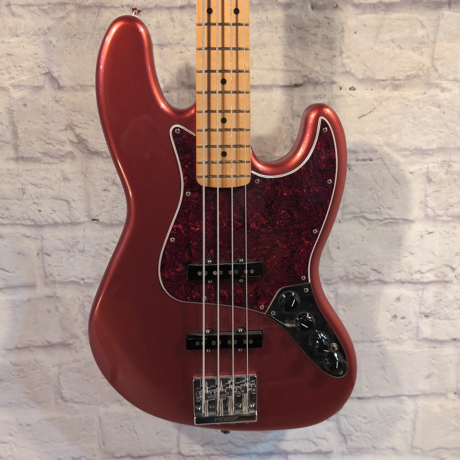 Fender Player Plus Active Jazz 4 String Bass with Maple Neck in Aged Candy Apple Red MIM