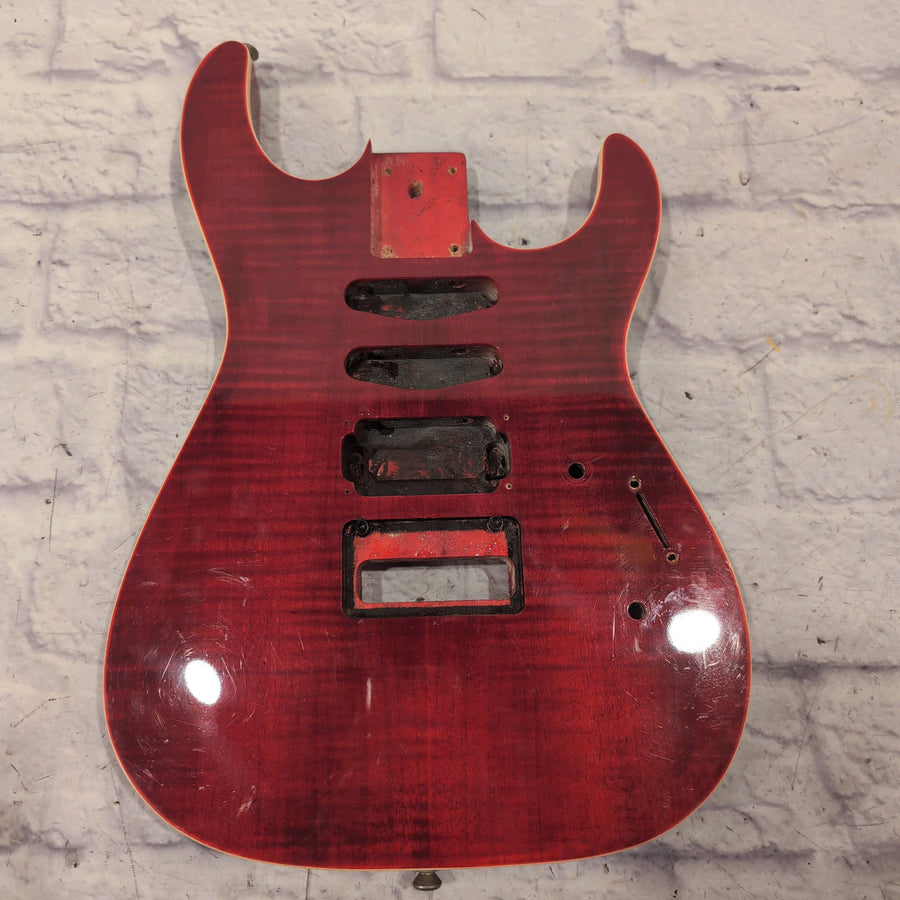 Unknown HSS Red Flame Electric Guitar Body