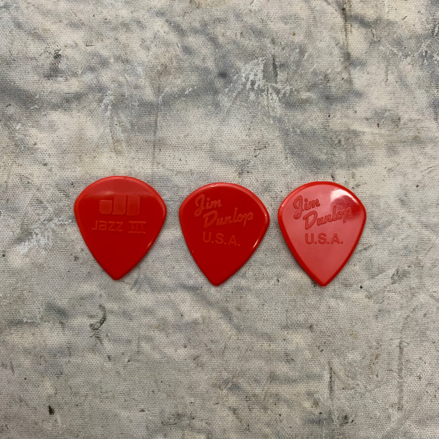 Dunlop 47R3N Nylon Jazz III Red Sharp Tip 1.38mm (3pk)
