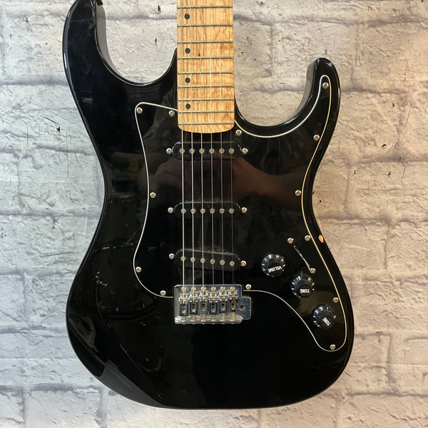 Washburn レア 虎目 エレキギター ブラック 動作確認OK G023 GWL George Washburn Lyon Black Stratocaster Style Guitar (With Gig