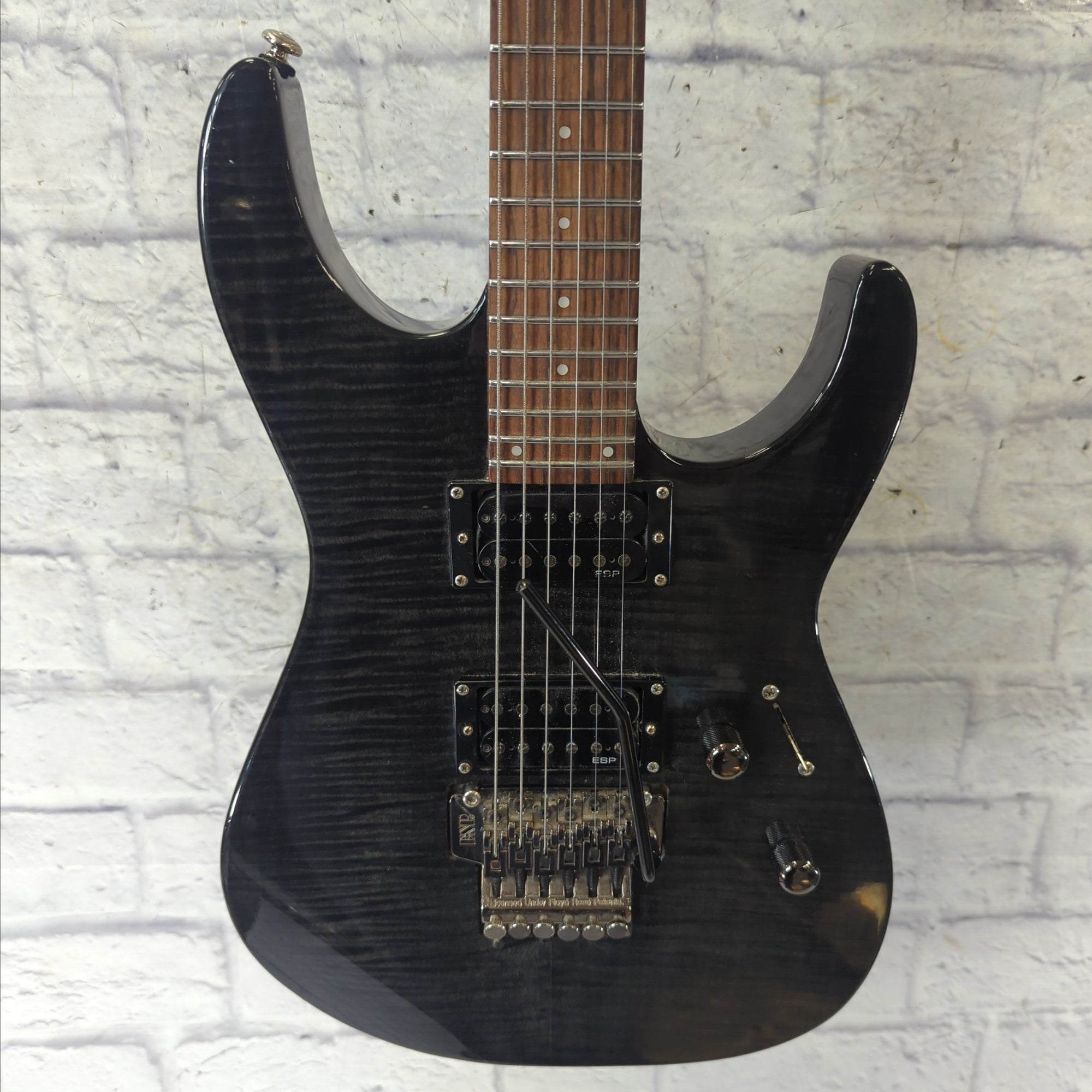 ESP LTD M-100FM Transparent Black Flame Top with Licensed Floyd Rose