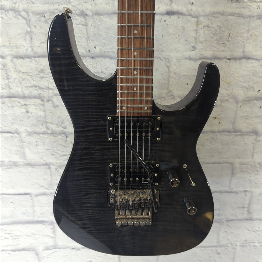 ESP LTD M-100FM Transparent Black Flame Top with Licensed Floyd Rose