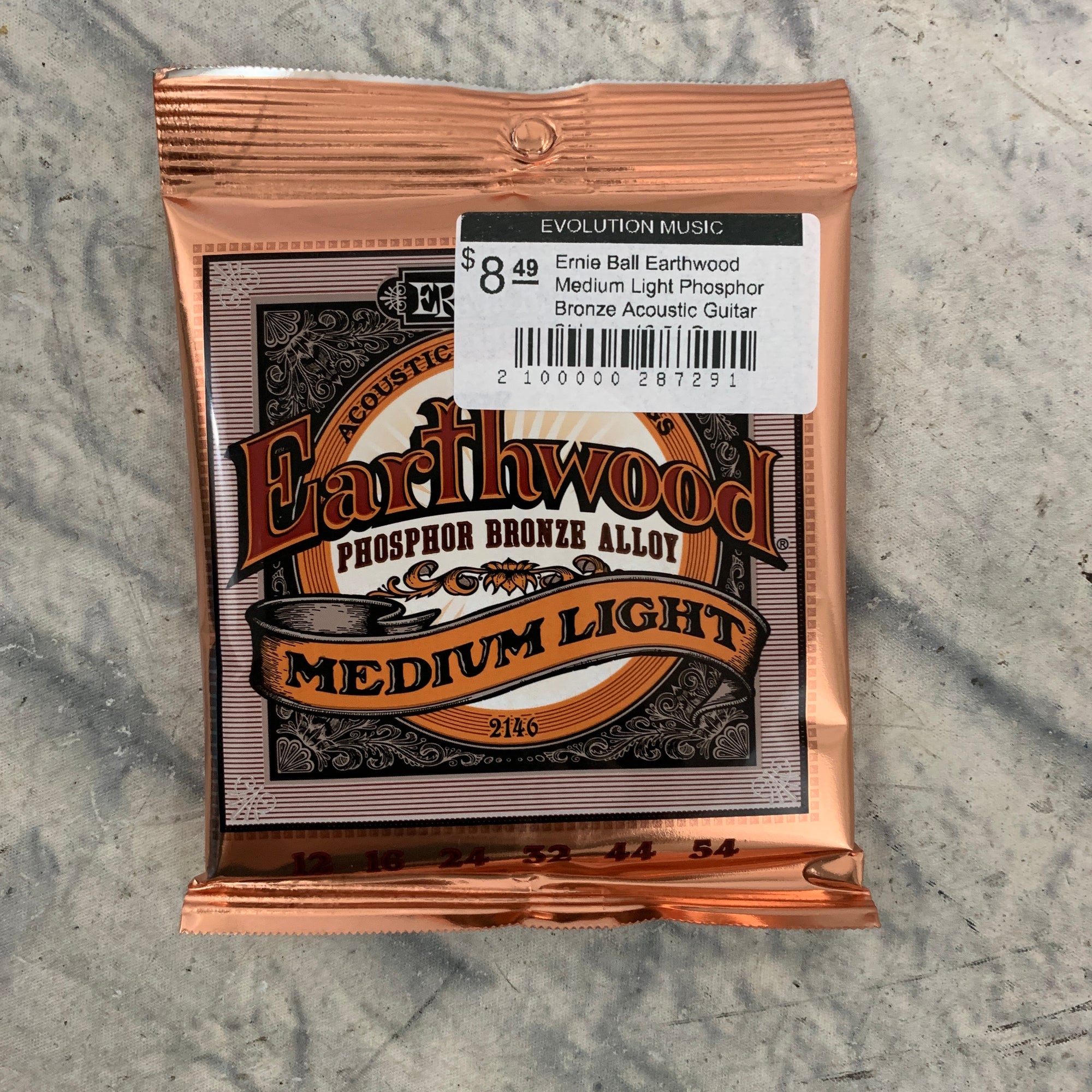 Ernie Ball Earthwood Med Light Phosphor Bronze Acoustic Strings 12 - 54