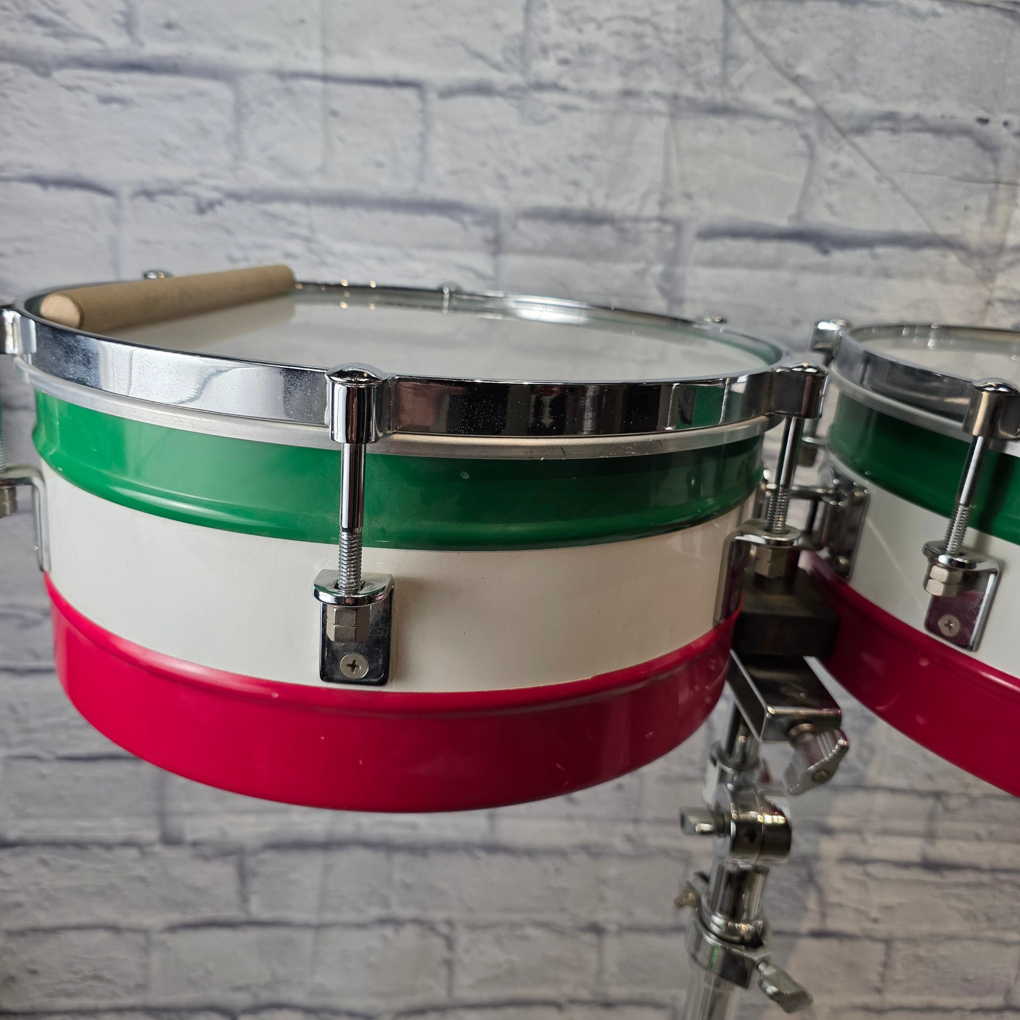 LP Matador Karl Perazzo Custom Series Timbales w/ Stand - Mexican Flag