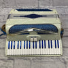Vintage Italian Accordion Model C10 White with Blue Sparkle Keys