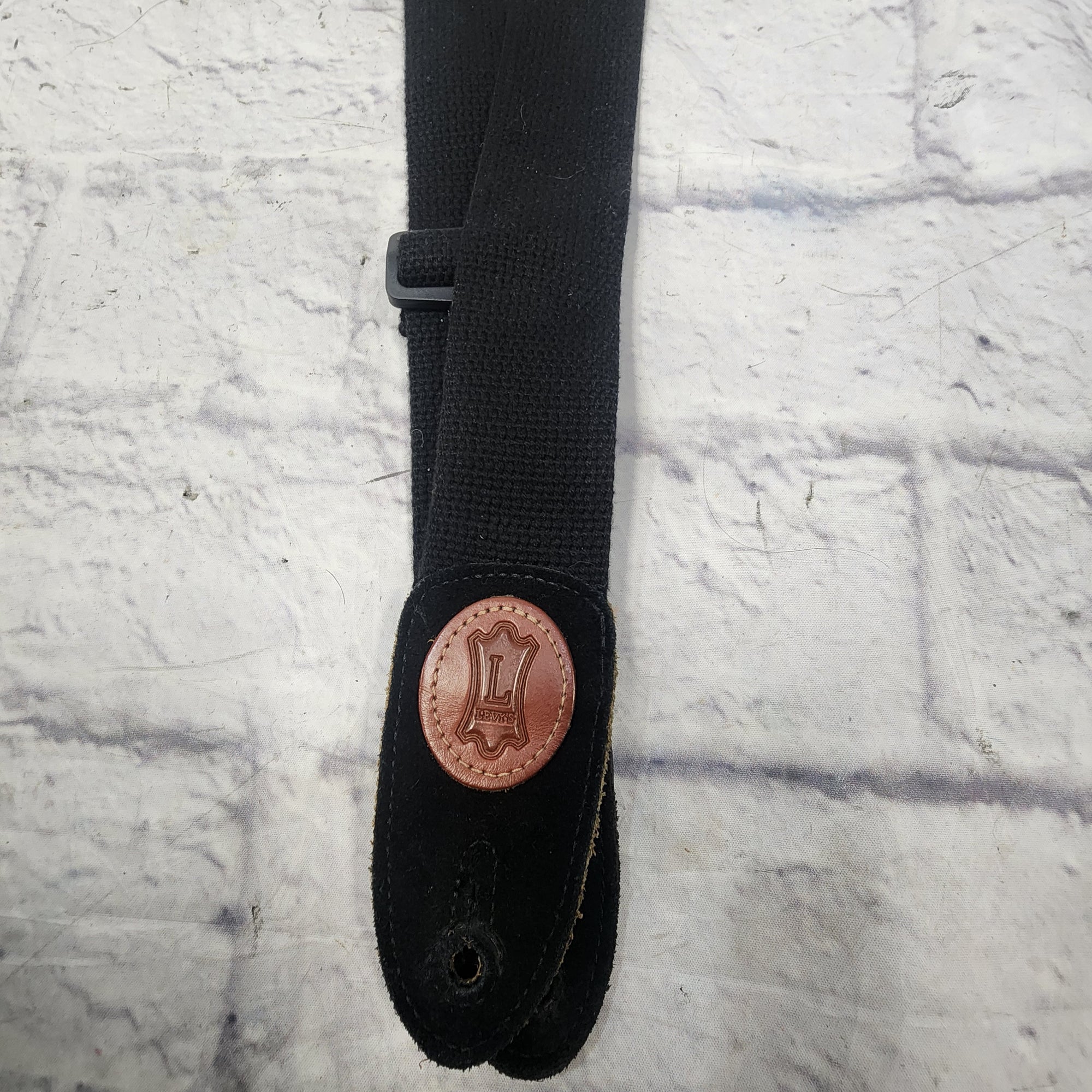 Levy's Black Canvas Guitar Strap with Suede Ends