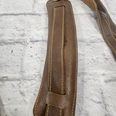 Unknown Leather Guitar Strap with Fabric Stripe