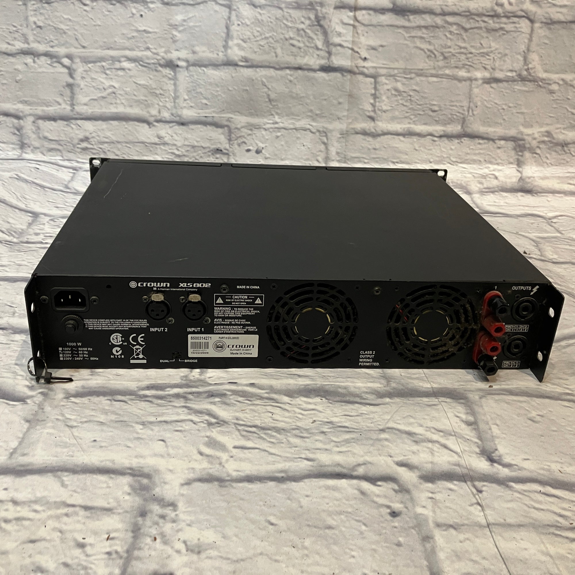 Crown XLS-802 1600 Watt 2 Channel Professional Rack Mount Power Amplifier