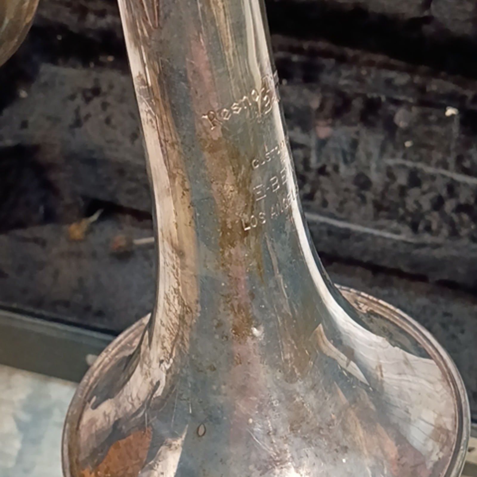 E Benge Resno Tempered Bell Silver Trumpet Los Angeles AS IS Trumpet