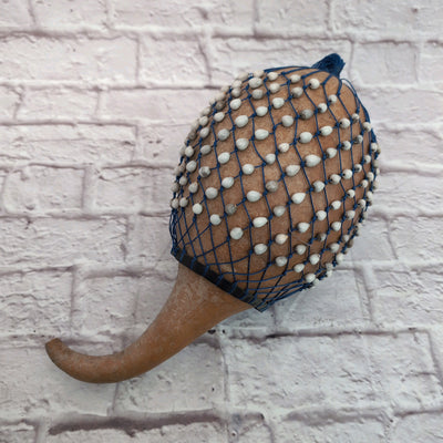 Handcrafted African Shekere - Authentic Gourd Percussion Instrument with Blue Beaded Netting
