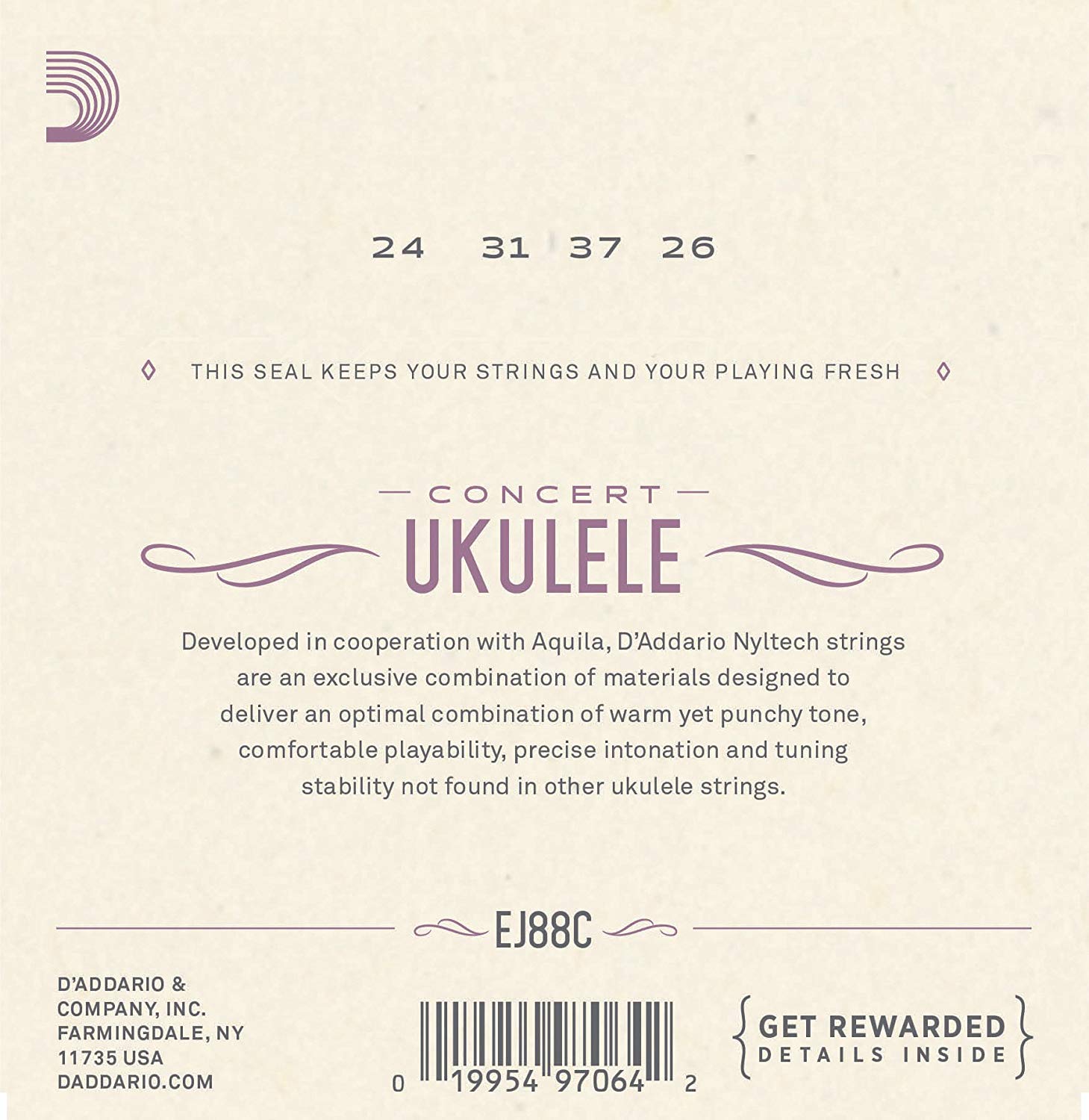 D'Addario EJ88C Nyltech Concert Ukulele Strings 24-26