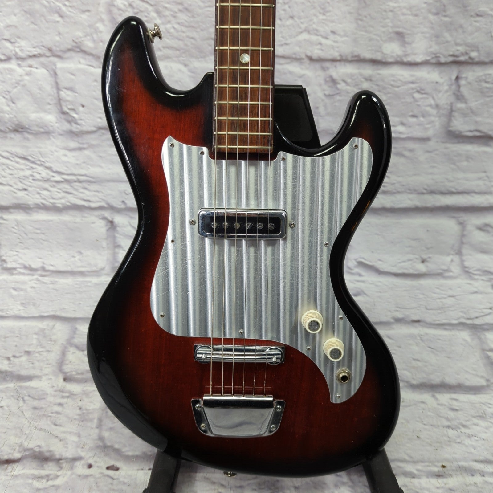 Vintage 1960s Kingston Swinger Short Scale MIJ Electric Guitar w/ Original Case and 60's Guitar Strap