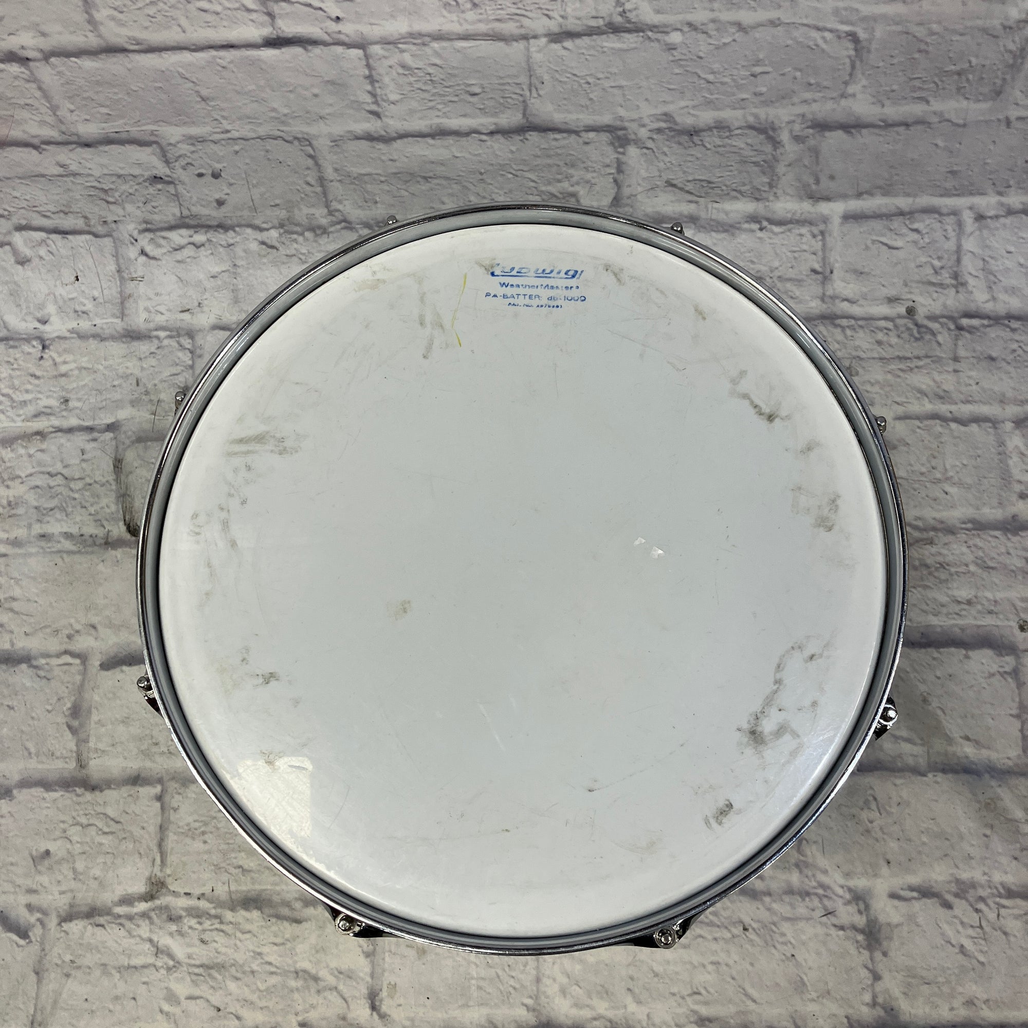 Ludwig 12x15" 8-Lug Chrome over Aluminum w/Rounded Blue Olive B/0 Badge Marching Tom